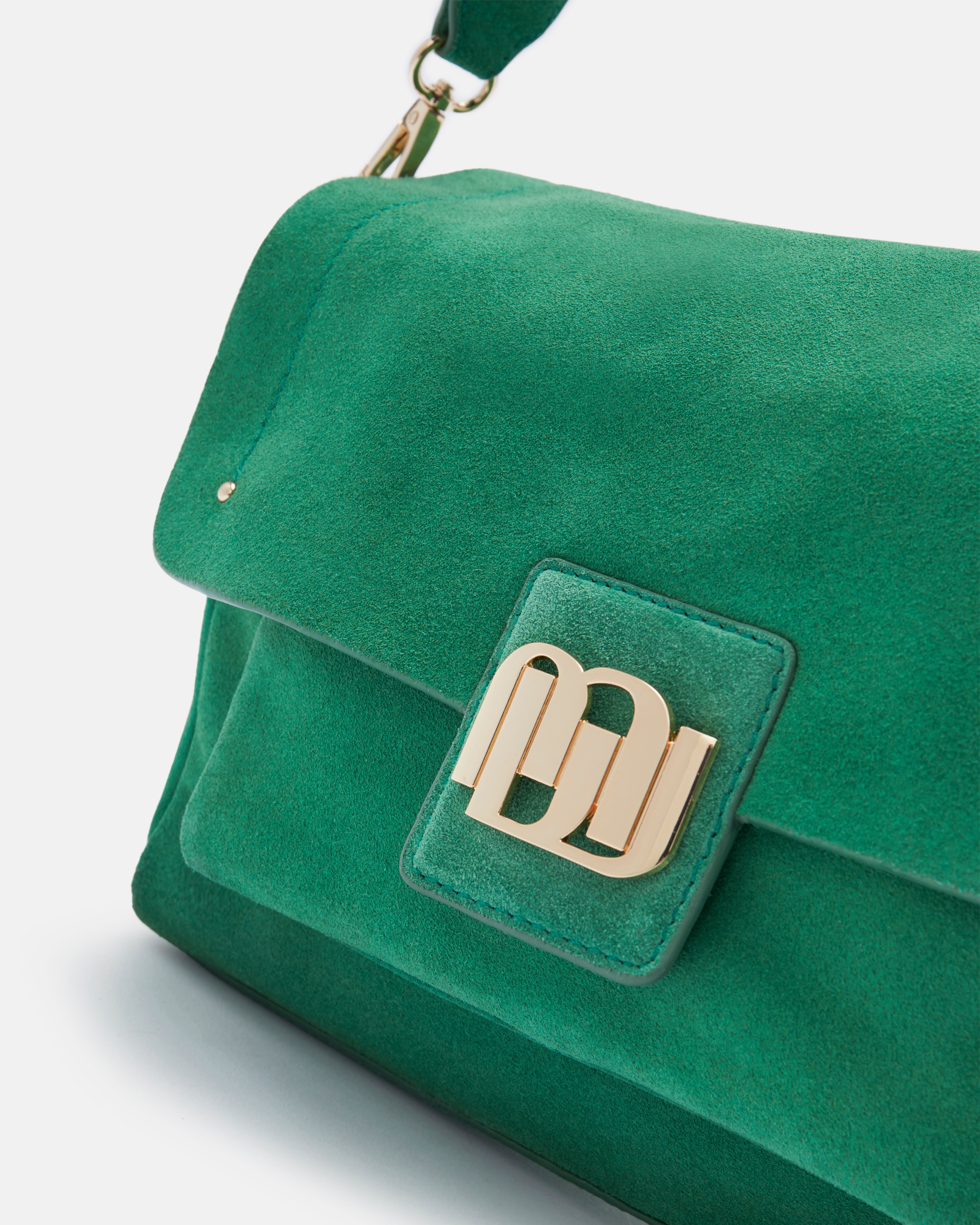 SAC CUIR VELOURS VERT ALICIA/VEL - minelli.fr - MINELLI