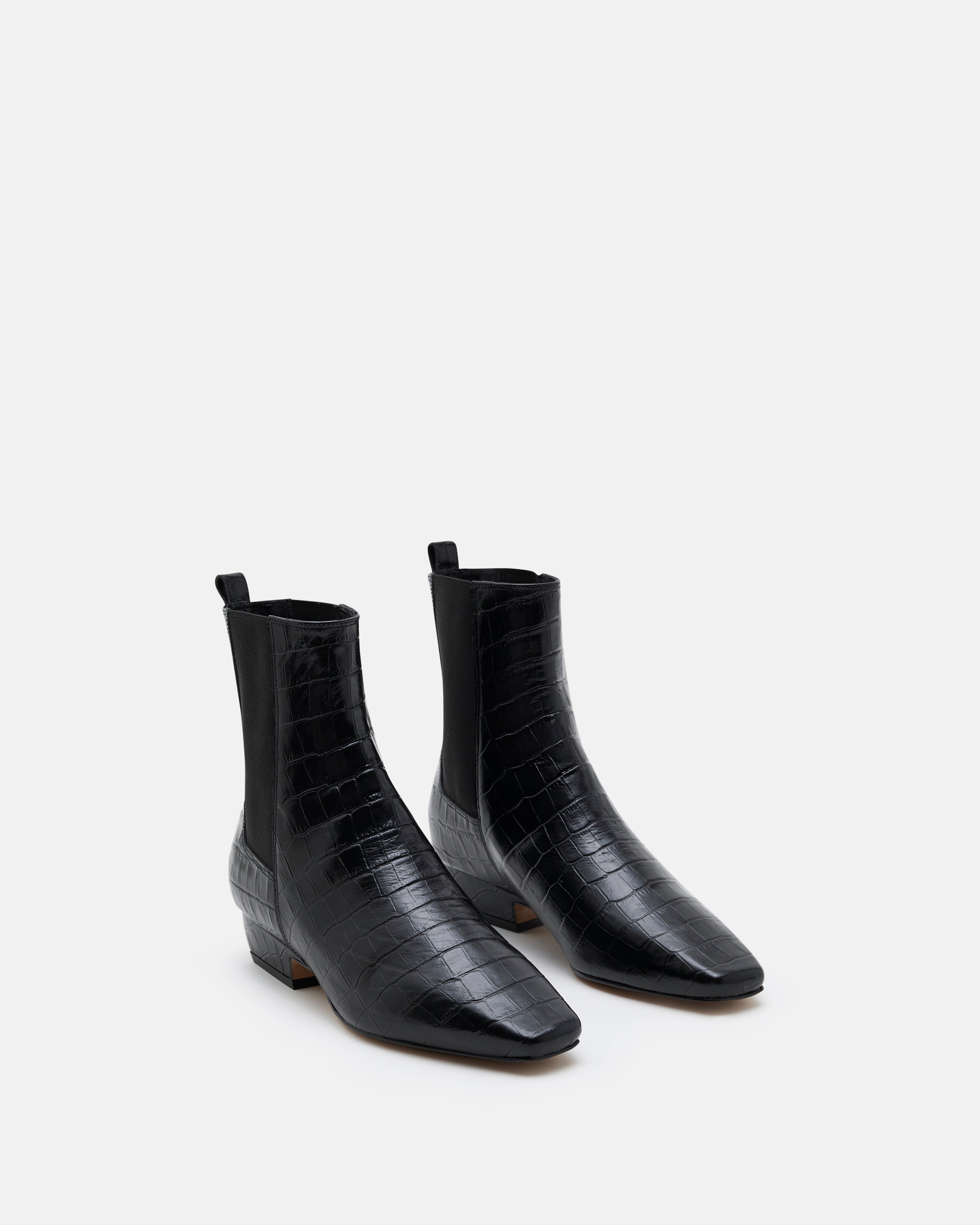 BOTTINES KEY/CROCO NOIR