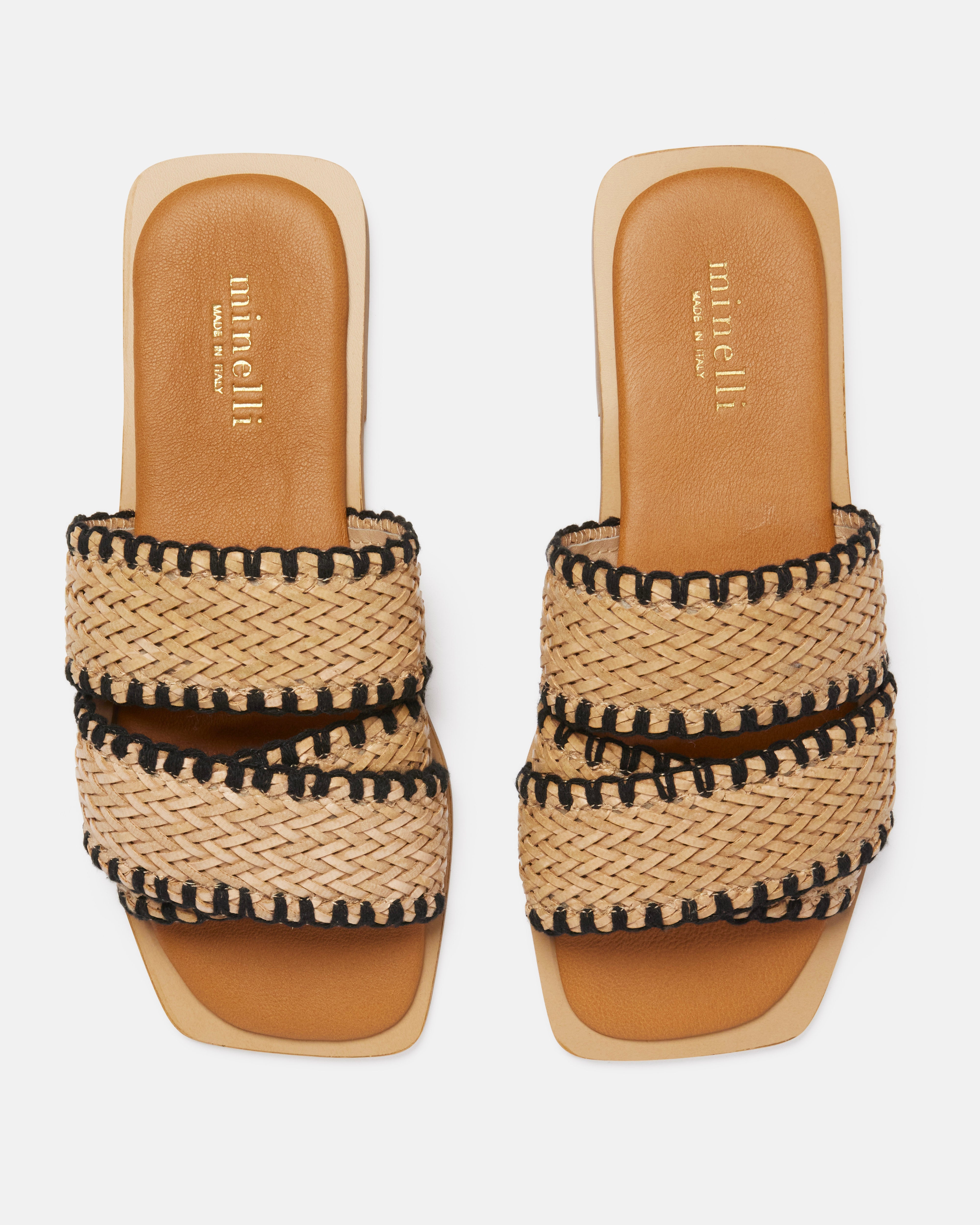 MULES LEILA/RAF NATUREL NOIR - minelli.fr - MINELLI
