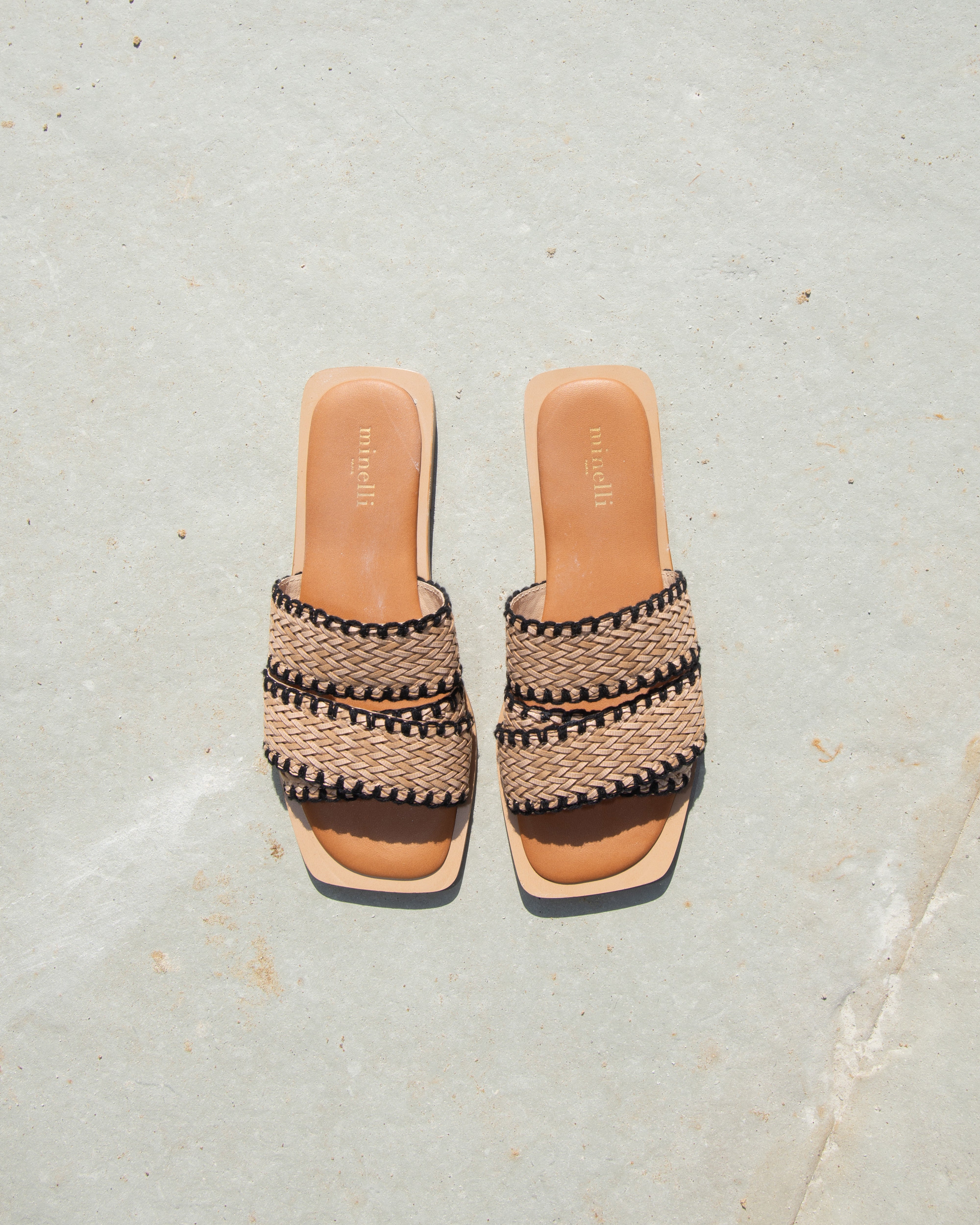 MULES LEILA/RAF NATUREL NOIR - minelli.fr - MINELLI