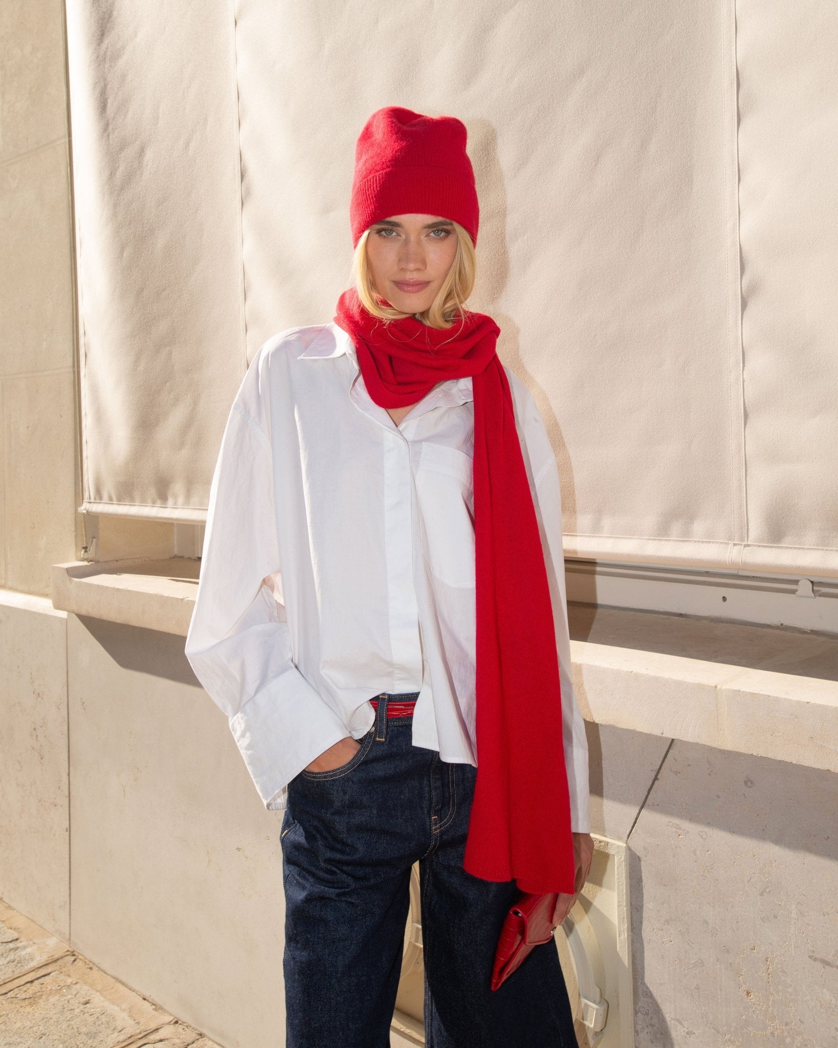 ECHARPE ESMIRE CACHEMIRE ROUGE - minelli.fr