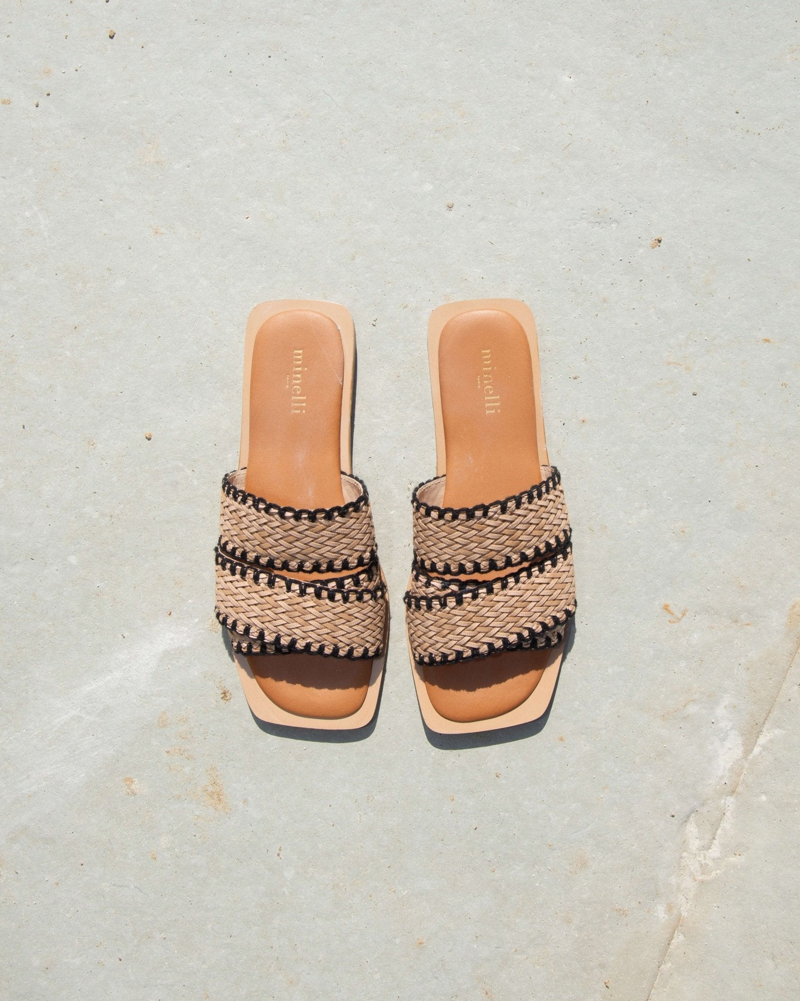 MULES LEILA/RAF NATUREL NOIR - minelli.fr