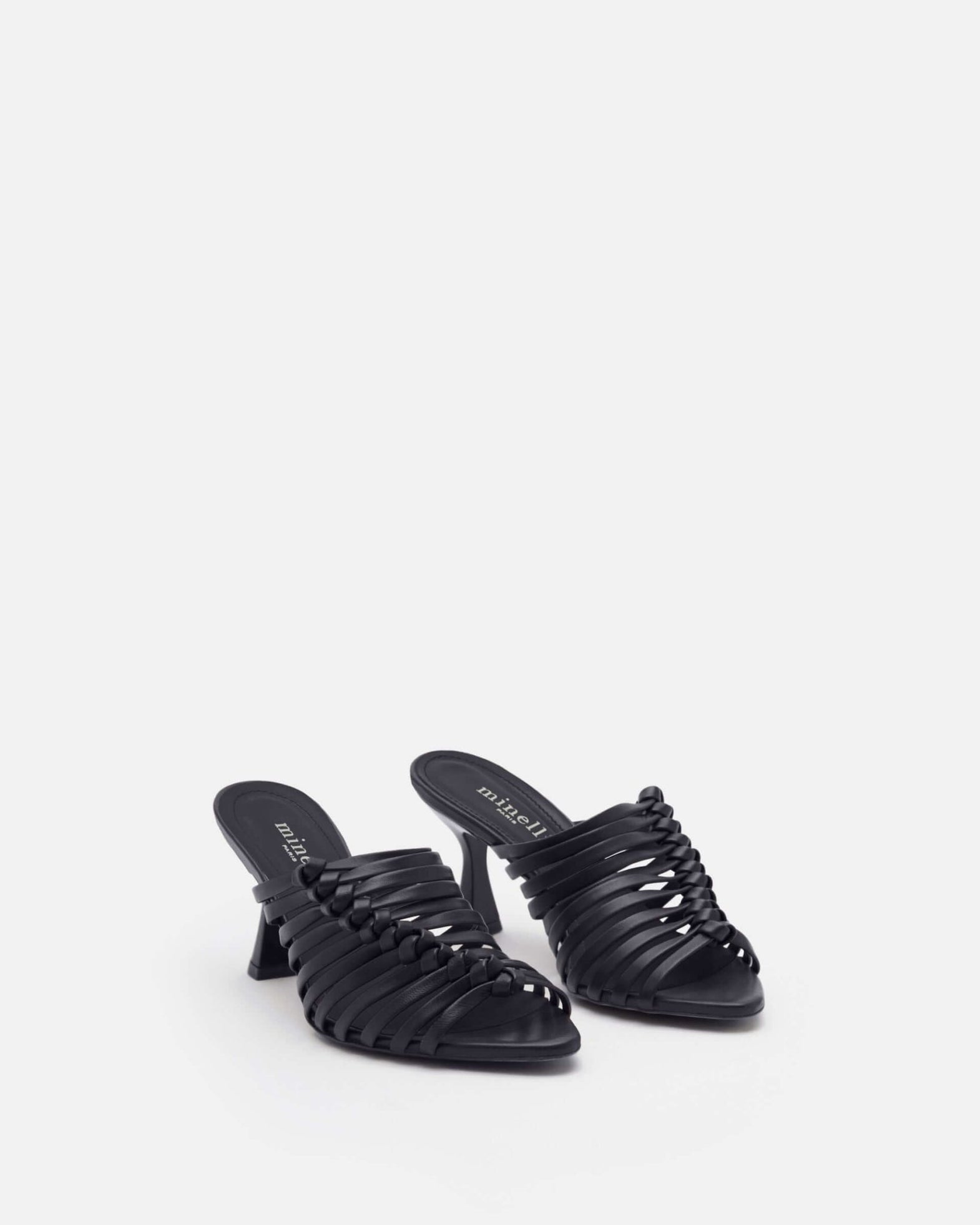 Mules Minelli Cuir Noir – Talons Hauts +7cm – Pointure 37.5 – Femme – Très Bon état